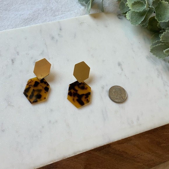The Sophia - Geometric Acrylic Tortoise Earrings - Picture 2 of 7